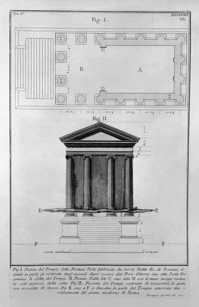 Tempel van Portunus door Giovanni Battista Piranesi